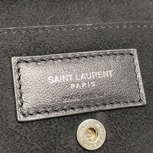Auth SAINT LAURENT PARIS Teddy 551595 Cream Black Linen Canvas Leather Tote Bag - Picture 8 of 16